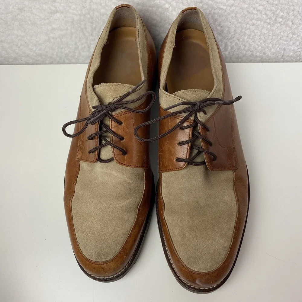 Vintage Polo Ralph Lauren Shoes Mens Size 10.5 D Brown Tan Oxford Derby Two Tone